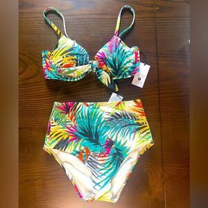 NWT Shade and Shore Tropical High Waisted Bikini Top ONLY (2 sizes)